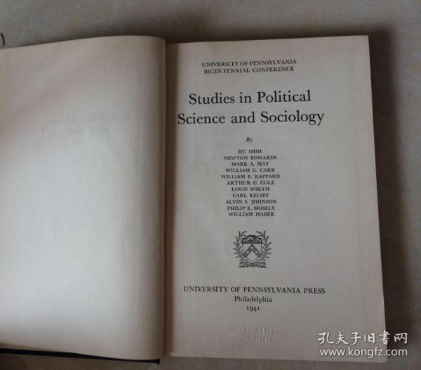 一九四一年美国宾西法尼亚大学论文集，收录胡适任美大使期间论文。Political Philosophy of Instrumentalism, In：The Philosopher of the Common Man; Eassays in Honor of John Dewey to Celebrate his 80th Brithday (New York, Putnam 1940)