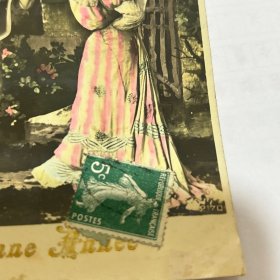 清末 民国 信札 信函 手写 书信 实寄信函，明信片式彩色照片【1889～1945年】【 有邮票 加盖印章 珍贵 稀少】 反面是手写内容及手稿、签名等，质量非常好。彩色照片实寄编号A740