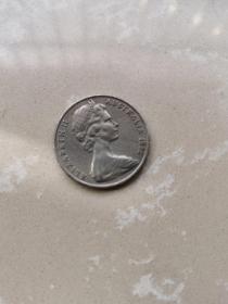 澳大利亚伊丽莎白女王头像，20分水牛币，28毫米大镍币，1975年版