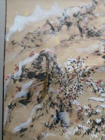 著名山水画家孙中和山水画《瑞雪迎春》保真手绘真迹