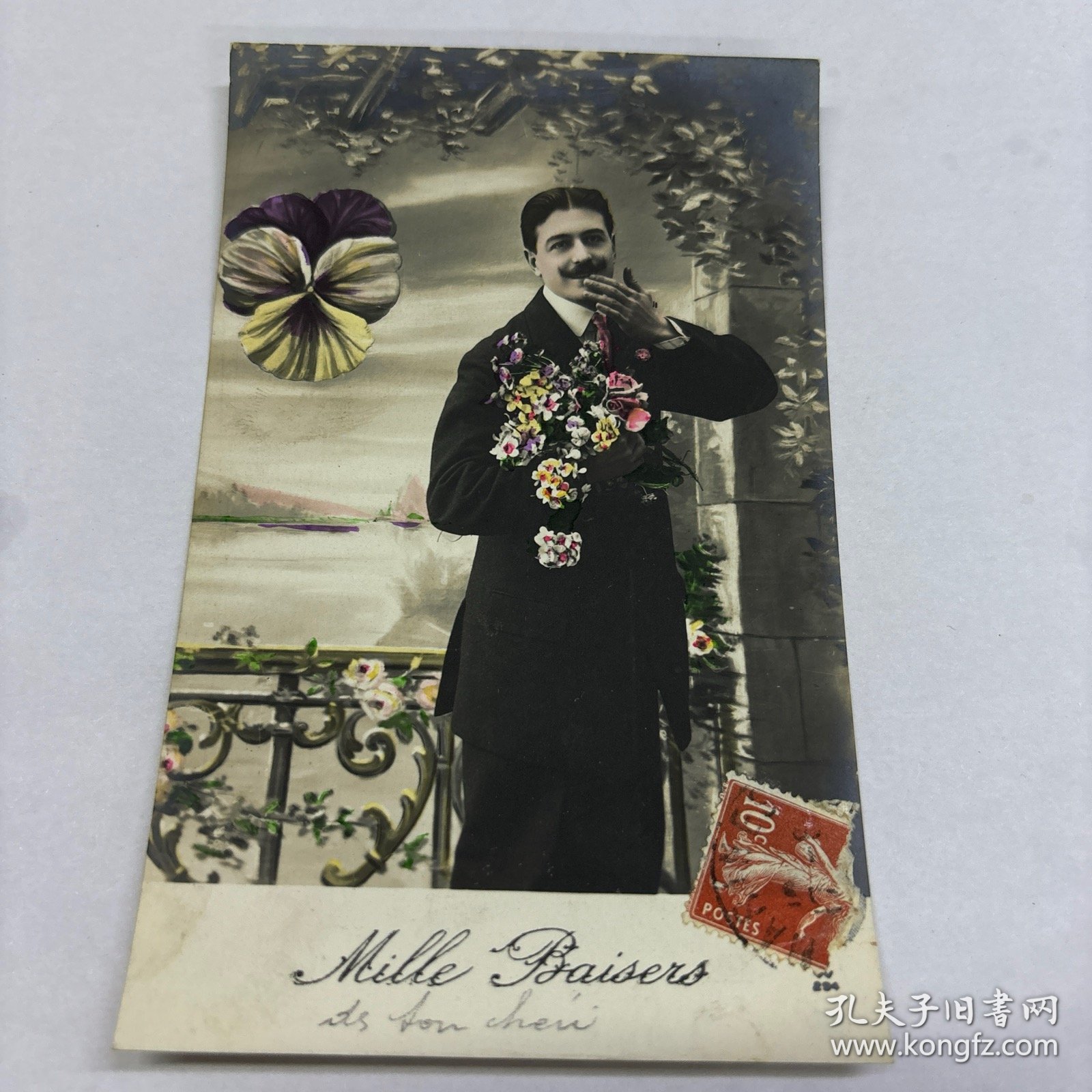 清末 民国 信札 信函 手写 书信 实寄信函，明信片式彩色照片【1889～1945年】【 有邮票 加盖印章 珍贵 稀少】 反面是手写内容及手稿、签名等，质量非常好。彩色照片实寄编号A840