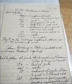 五0年代印染工艺牛皮笔记本三本,密密麻麻记满印染过程,还有部分英文。