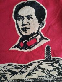 毛泽东织锦画，延安精神永放光芒，东方红丝织厂敬制，90x60cm大幅。