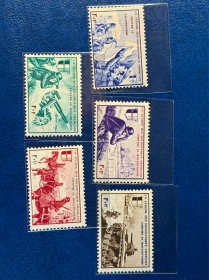 1942  法国志愿军军团邮票/战争场景 5 枚新全 原胶无贴全品