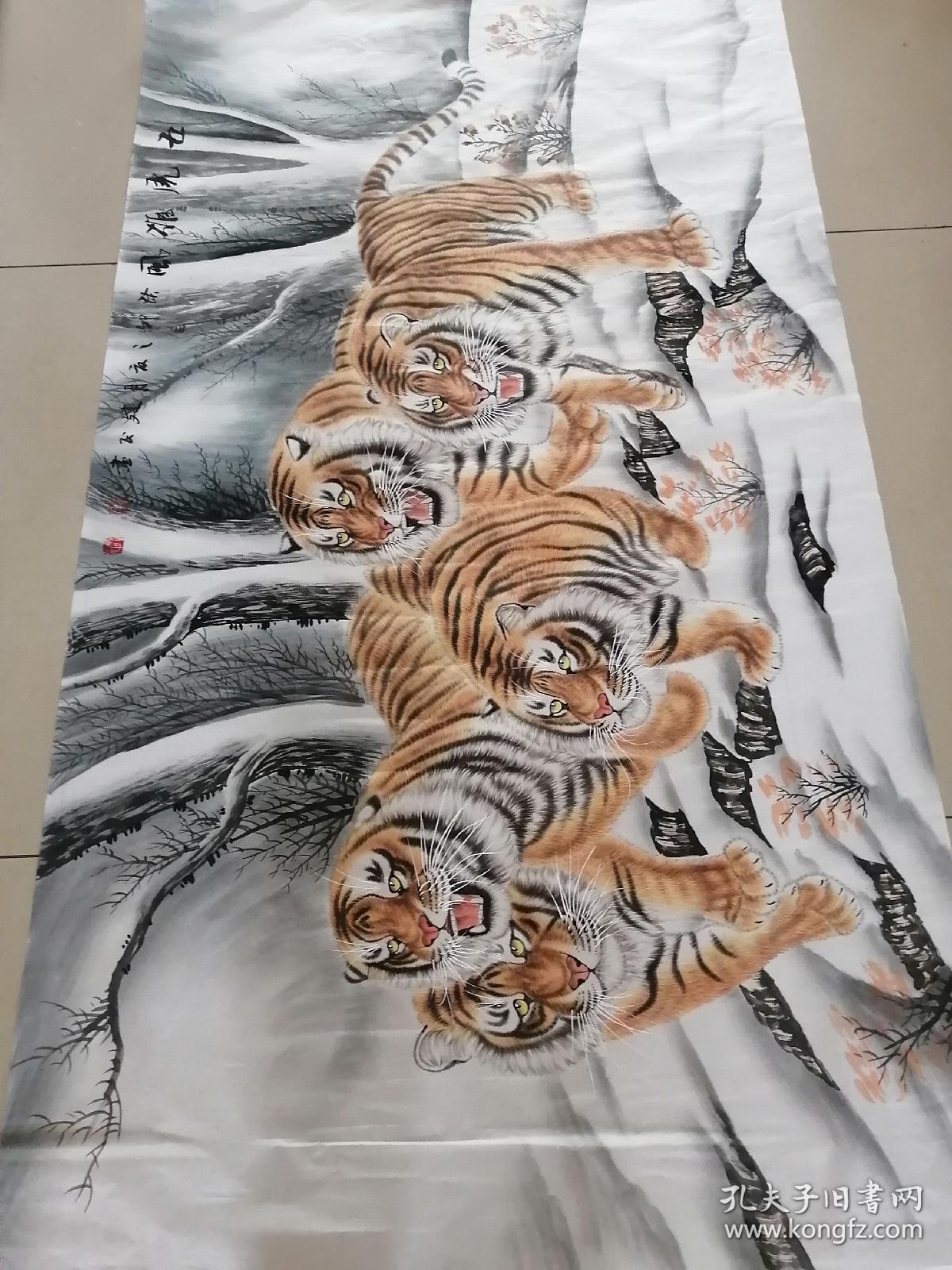 大六尺工笔五虎图