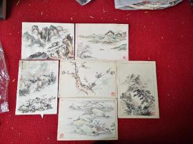 吴湖帆入室弟子 郑际宣 国画山水六幅合拍 尺寸19/15厘米