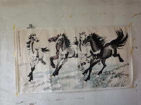 手工临摹名画六骏图，六尺，185X90Cm。注意不是印制，已托底