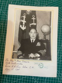 国军将领，海军总司令，刘广凯，签名照，照片尺寸约19.5x14.8cm