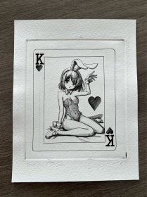 日本动漫萌 美少女铜版画  2020年刷印 尺寸：12.3*15.8cm 品相如图