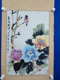 （八十年代 作品）佚名  花鸟  国画   一幅（精品）尺寸67————44厘米（）原装原裱