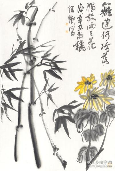 画家徐衔写意梅竹
画心68x46
徐衔（徐忠斌），号畹读窠主人，70年代生。书法家、画家，文化学者。少年时即深爱书法艺术，上溯秦汉魏晋，下及宋元明清，于经典碑帖法书浸淫甚深，学养丰厚。近年从吴悦石先生研习大写意中国画，窥青藤、白阳、仓石、白石泼墨写意之法，尊先贤“翰不虚动、下必有由”之说，每有心得则述诸笔端。