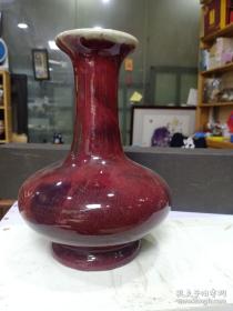 石湾公仔荸荠瓶，高28cm，火石红，早期特征明显。