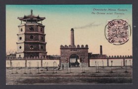 （E3147）清天津中国造币厂彩色手工上色照相版明信片