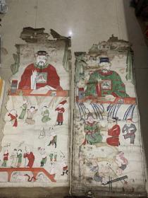 清代道教画佛像画像、长1.4米宽52厘米