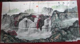 大六尺山水商品画，清秀静雅，绝对手绘，尺寸约180×96厘米