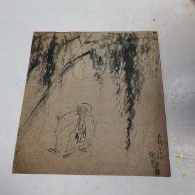 老卡纸画一张5，百年左右印刷工艺品，18*19