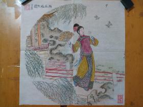 中美协会员，天津美院张蒲生教授工笔侍女画，张蒲生，1936年生于陕西省大荔县福佑村。1960年毕业于西安美术学院，同年至天津美术学院工作。现为中美协会员，天津美院教授，曾任天津美院教研室主任、系主任、教学副院长、院学位委员会主任、学术委员会副主任，中国书画报社社长，文化部颁发的全国艺术学科第四批学位授予权评审委员，第六届全国美展评选委员，白洋淀诗书画院首任院长等职务。