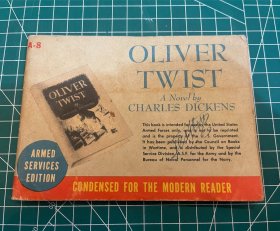 1943年，二战时期，美军出版，小开本便携式战地读物《雾都孤儿》《Oliver Twist》【封面及扉页均有手写签名，签名者不详，或为二战时期美军将领】