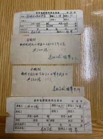 L1555 【同一来源电影专场系列】八十年代湖南潇湘电影制片厂工程师、电影专家潘钰孚旧藏：新华电影院领票欠款单4张