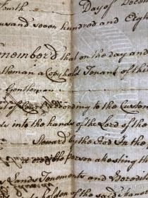 1781年羊皮卷契约原稿一张，防伪纸单页租赁协议，超大精美水印，40*32厘米。