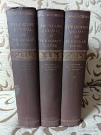 1946年首版轰动读物，爱德华吉本的著作，罗马帝国的衰落与灭亡。一套三册全，大量绘图，详实史料。