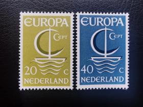 荷兰1966年邮票。欧罗巴。帆船。2全新。原胶。