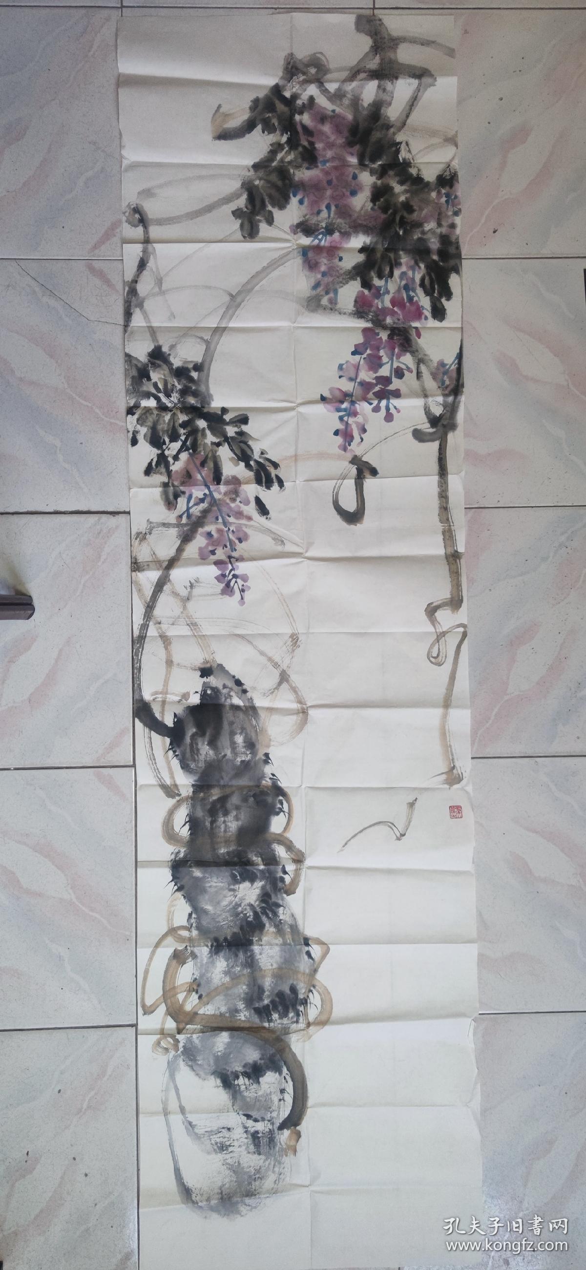 河南商丘，中国画院签约画家。张大伟，原作真迹，来之作者本人。六尺紫藤