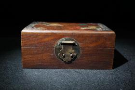 花梨木镶嵌贝壳事事如意首饰盒，尺寸18/11.7/8厘米