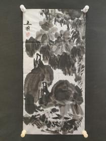 122a23 著名画家、花鸟师承李苦禅大师、中国美术家协会北京分会会员—钱卫国  花鸟国画作品一幅 ，纸本软片，尺寸约69*34厘米！