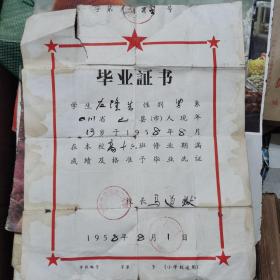 大跃进毕业证 珍藏 小学 1958年8月1日 巴县忠兴乡