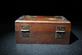 花梨木镶嵌贝壳事事如意首饰盒，尺寸18/11.7/8厘米