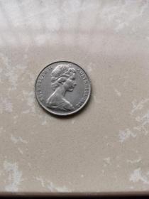 ，澳大利亚伊丽莎白女王头像，20分水牛币，28毫米镍币，1982版的，