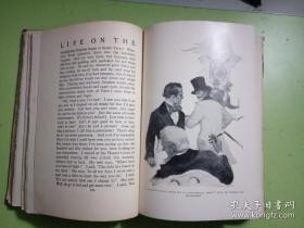 1917年老版精装，毛边彩色插图本，马克吐温名作，密西西比生活，一册全。