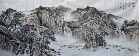 河南省美术家协会 崔迎军先生 小八尺山水【松风泉韵】，带作者彩页。