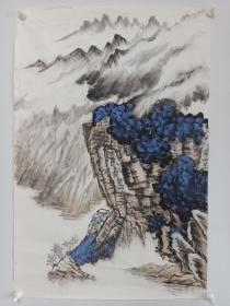 无款，纯手绘国画作品字画书画四尺三开条幅 山水画 寓意好画工精湛品相佳