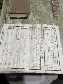 五十年代的平阴县房地产草契纸、带存根