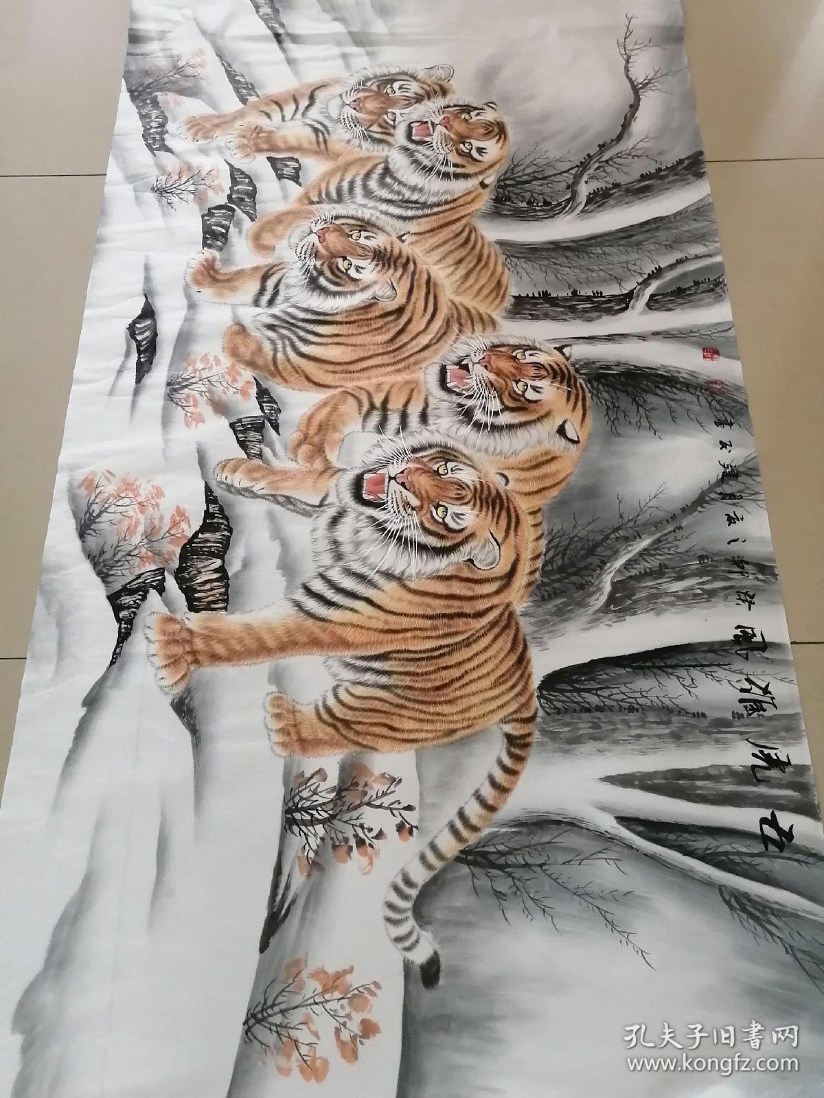 大六尺工笔五虎图