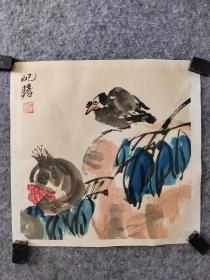 （手绘临摹，工艺品）老花鸟托片