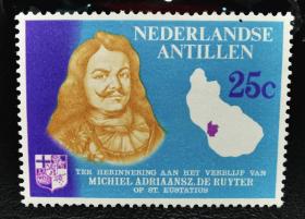 荷属安的列斯1966年邮票。伊特尔，名人。地图。1全新。