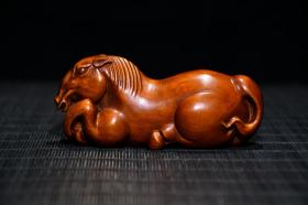 黄杨木雕马笔架，长10cm，高4.5cm，宽3.5cm，重65g