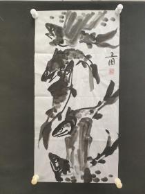 122a17 著名画家、花鸟师承李苦禅大师、中国美术家协会北京分会会员—钱卫国  花鸟国画作品一幅 ，纸本软片，尺寸约69*34厘米！