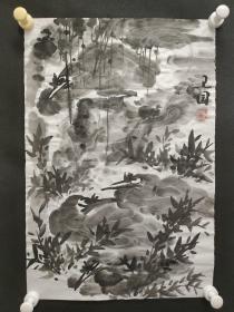 122d09 著名画家、花鸟师承李苦禅大师、中国美术家协会北京分会会员—钱卫国  花鸟国画作品一幅 ，纸本软片，尺寸约49*33厘米！