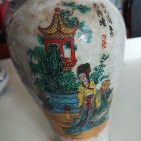 景德镇制仕女图梅瓶唐代张悦《和尹从事懋泛洞庭》中秋美女望月思情郎秋月对空情意亦