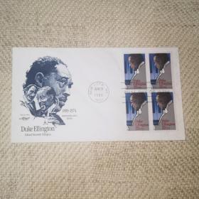 爵士乐大师艾灵顿公爵/杜克埃林顿(Duke Ellington) 1986年首日封 纽约邮戳 带邮票