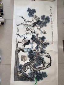 新收著名人物画家谢志高精品水墨人物四尺整张原装原裱，保真出售