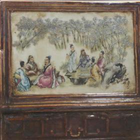 粉彩人物小屏风