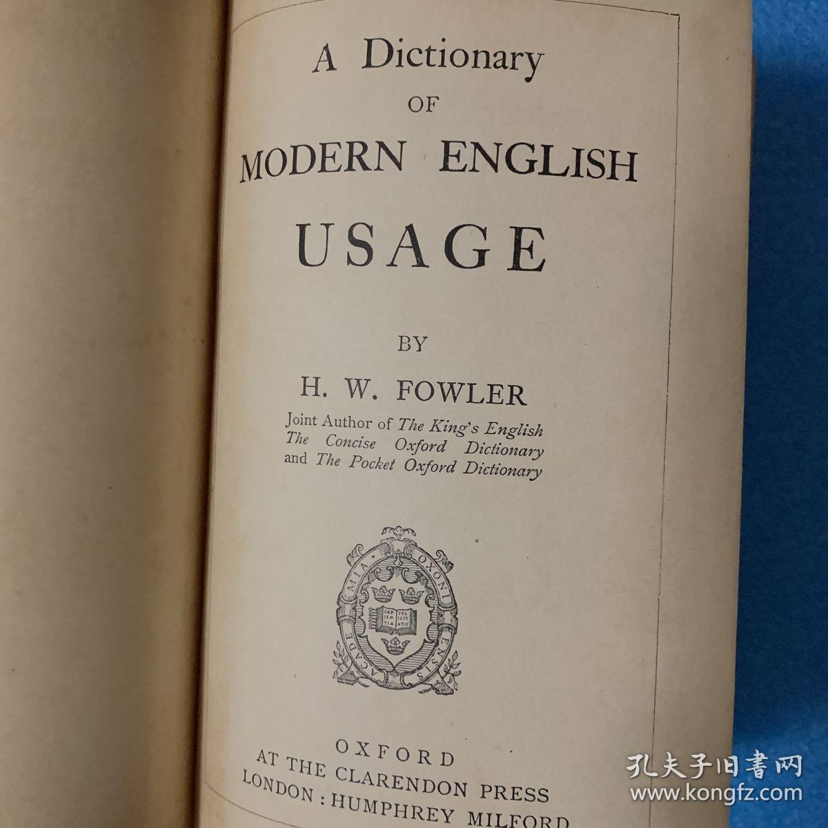 1926年 Modern English Usage 精装 一厚册