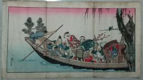 大正15年以前【日本浮世绘】北斋宗理画·69*38.5cm