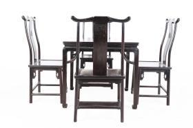 紫檀木，方桌四椅(5件套)