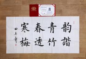 精品书法！！赠收藏证书尺寸：137x70四尺，仅需150元包邮，作者：田英章，百分百手写，作品编号jk400